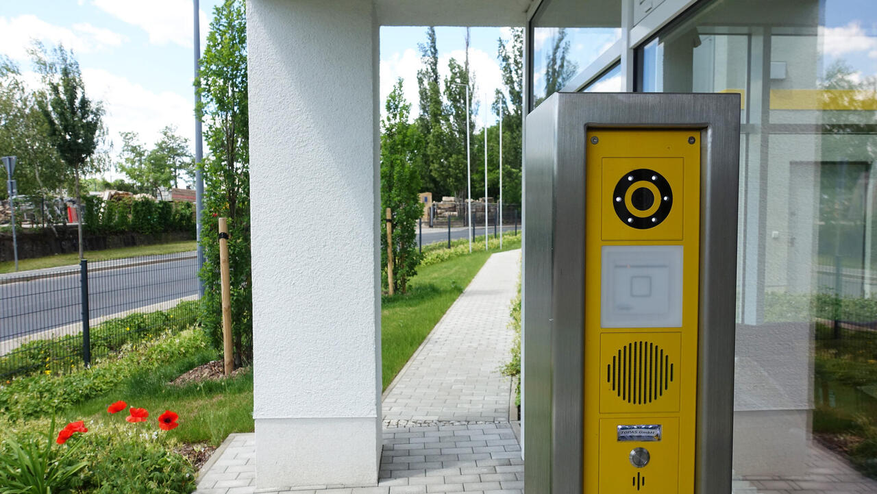 Entrance with bell pillar