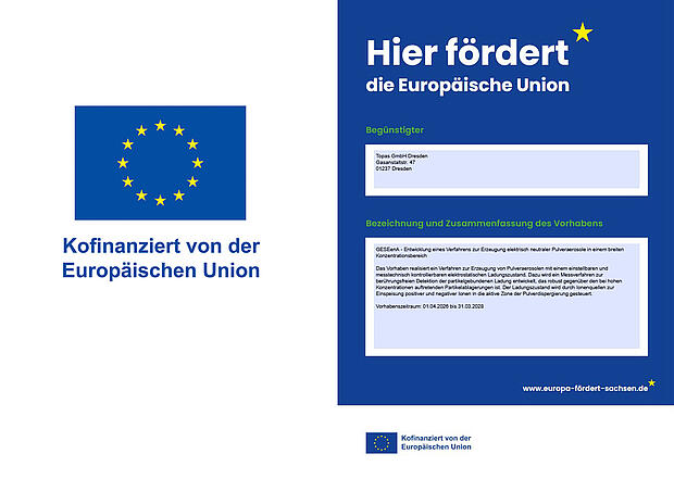 Logo Kofinanzierung von der Europ&auml;ischen Union und Plakat zum F&ouml;rderprojekt GESEenA in der Oberfl&auml;chenbeschichtung