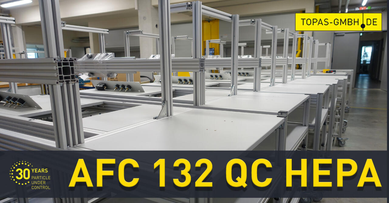 Reihe von AFC136 QC HEPA im Aufbau in Produktionshalle
