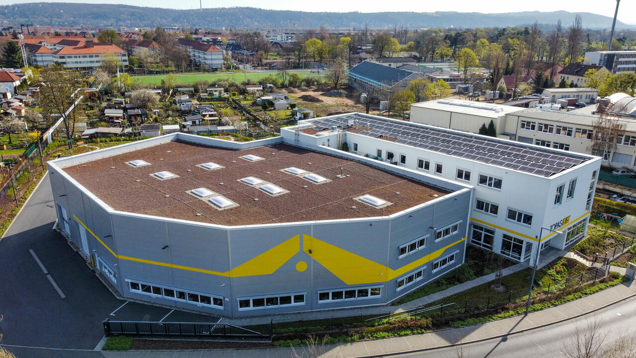 Aerial view of the Topas GmbH solar plant