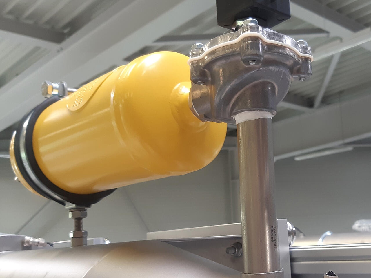 Detail of the pressure tank of a testing system in production hall